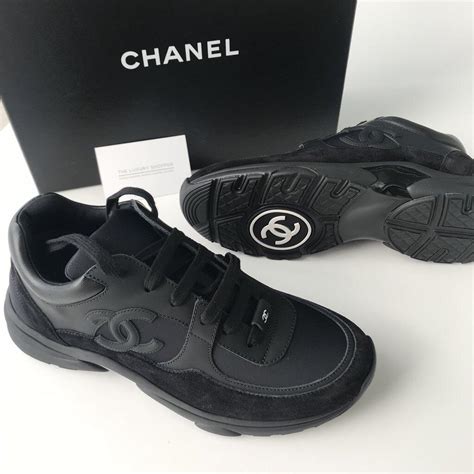 black chanel runners|black chanel sneakers women.